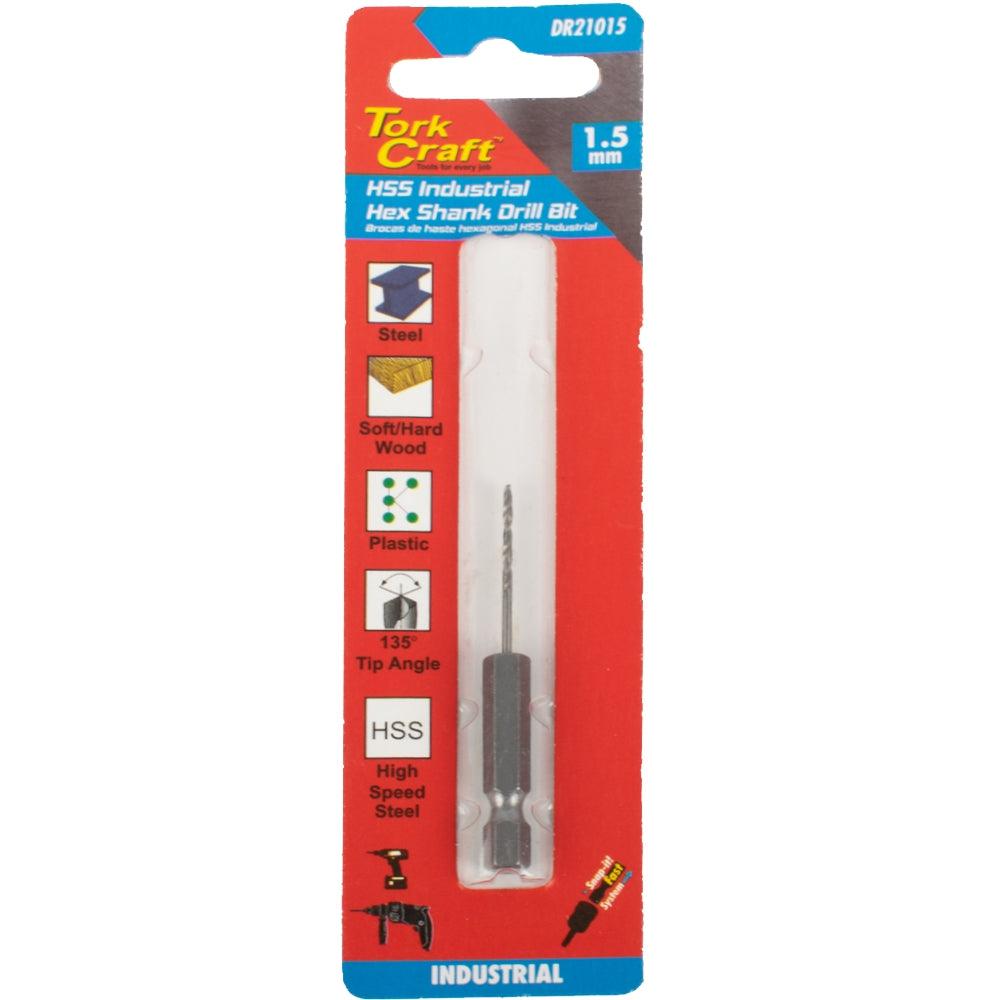 Drill Hss 1.5 Mm 135 Deg 1/Card Hex Shank Industrial Bit - Livestainable.co.za