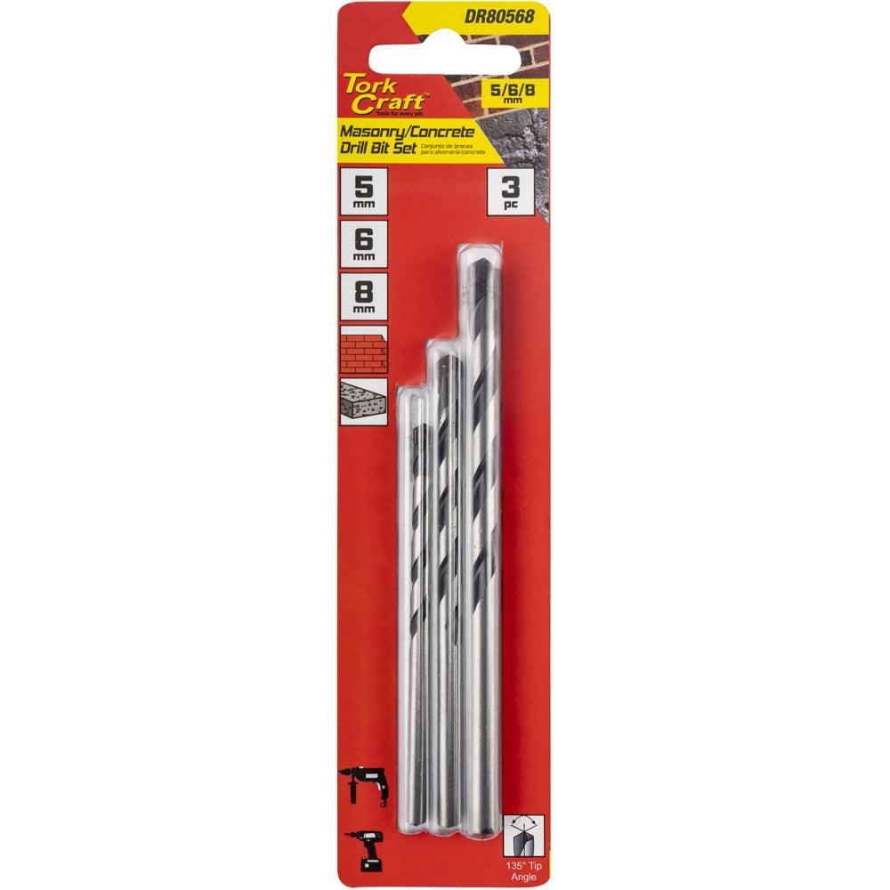 Drill Bit Masonry/Concrete 3 Pc Set 5 6 8 Mm - Livestainable.co.za