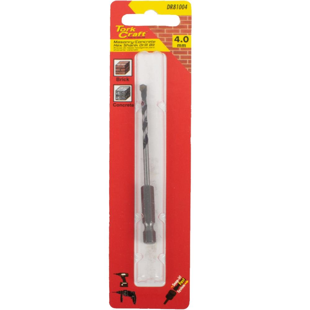 Drill Bit Masonry/Concrete 4.0 Mm Hex Shank 1/Card - Livestainable.co.za