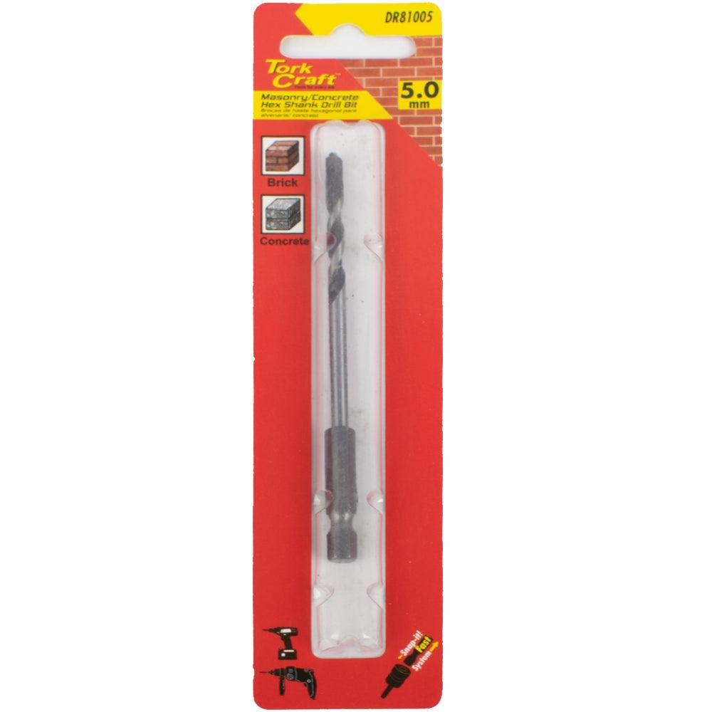 Drill Bit Masonry/Concrete 5.0 Mm Hex Shank 1/Card - Livestainable.co.za