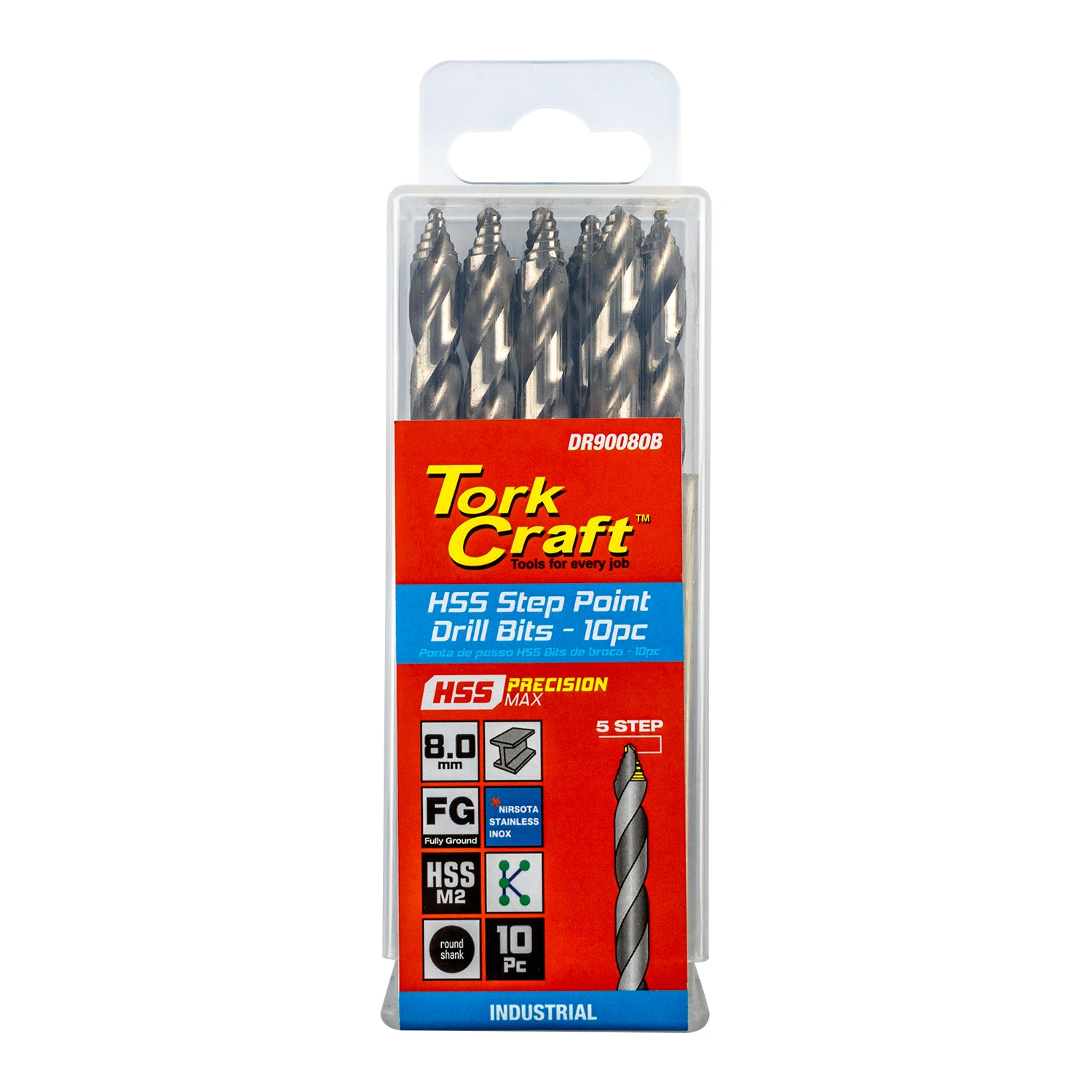 Tork Craft Precision Max Step Point 8.0 Mm Hss Drill 10 Pack