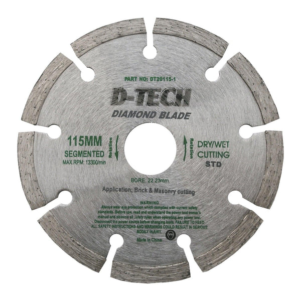 DIAMOND BLADE SEGMENTED STD. 115X22,23MM CONCRETE/CLAY BRICKS