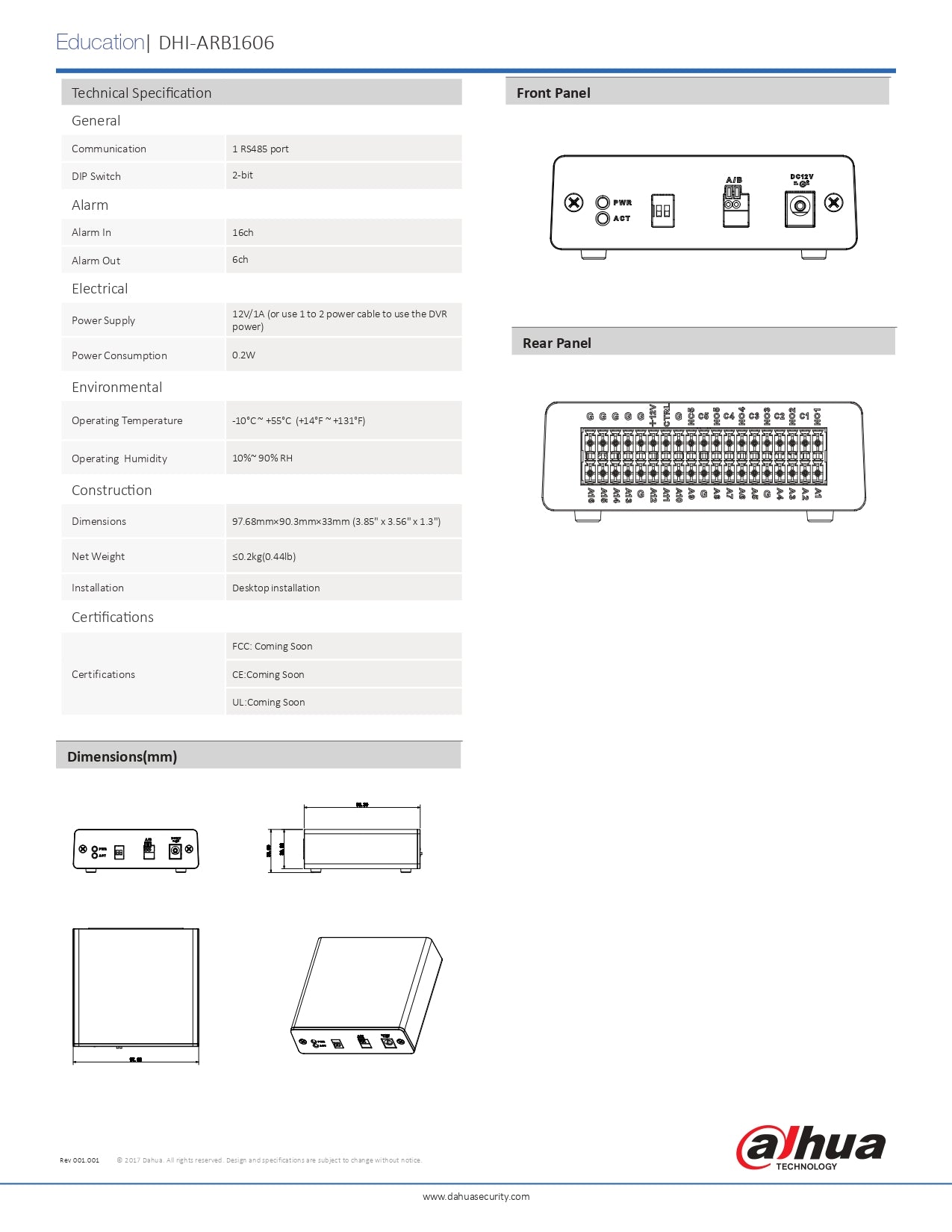 Dahua Alarm Box - XVR Only