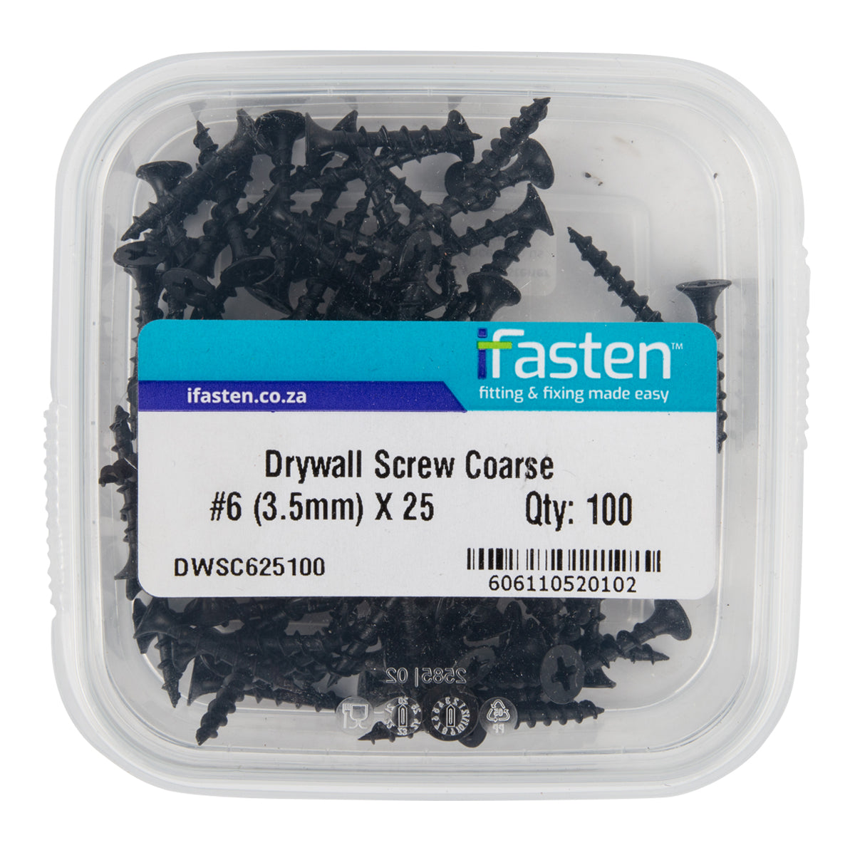 Ifasten Drywall Screw Coarse No6 3.5 Mmx25 Mm 100 Pt
