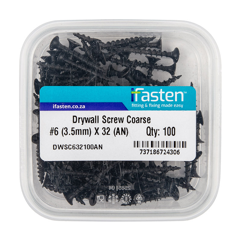 Ifasten Drywall Screw Coarse No6 3.5 Mmx32 Mm 100 Pt
