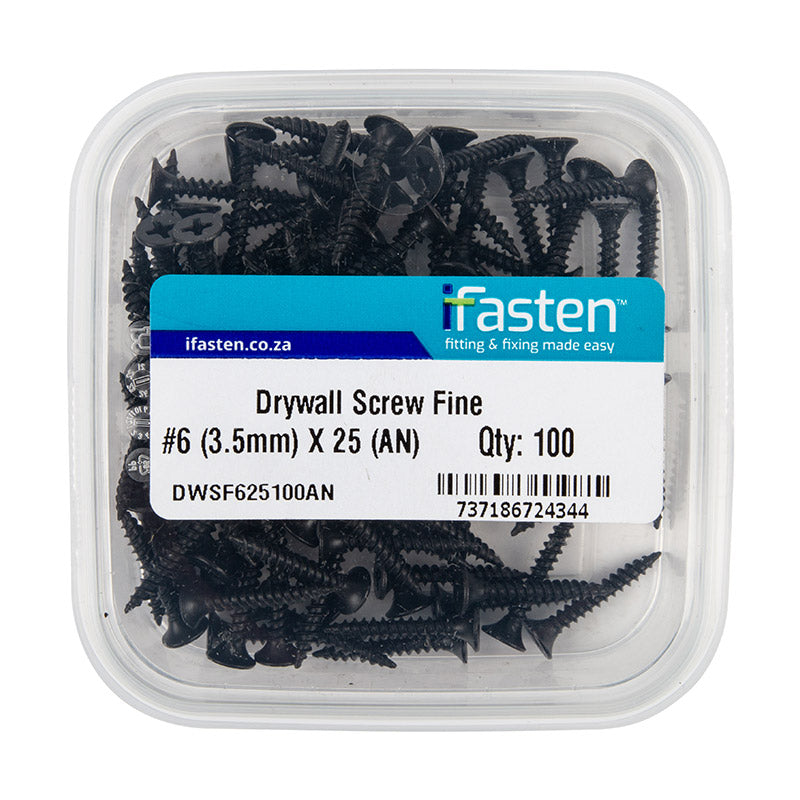 Ifasten Drywall Screw Fine No6 3.5 Mmx25 Mm 100 Pt