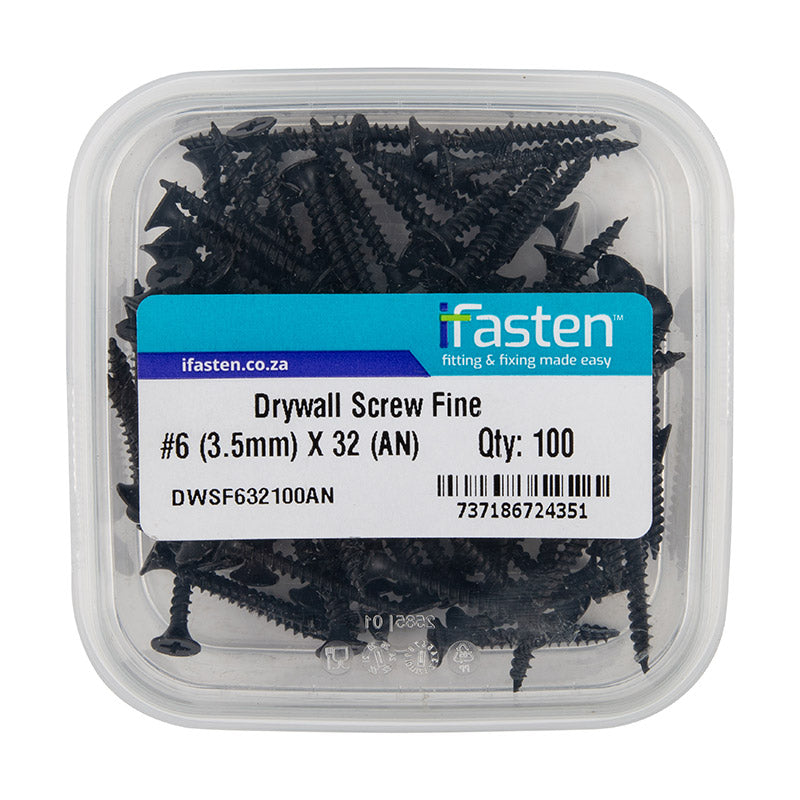 Ifasten Drywall Screw Fine No6 3.5 Mmx32 Mm 100 Pt