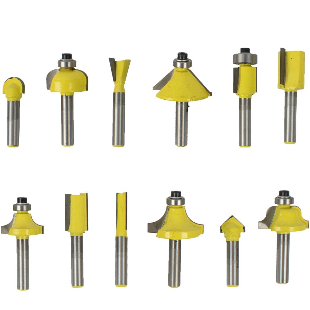 Router Bit Set 12 Pc Aluminium/Glass Case 1/4 Shank - Livestainable.co.za