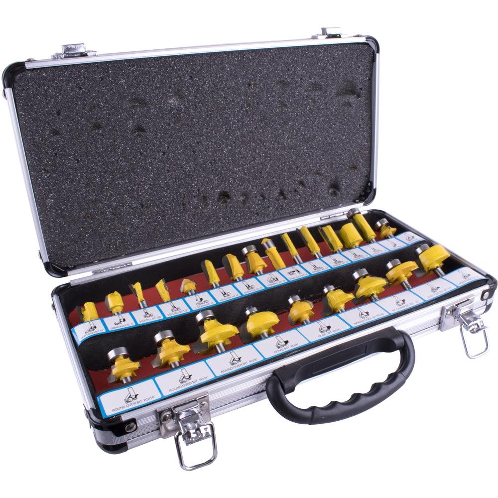 Router Bit Set 24 Pc Aluminium Case 1/4 Shank - Livestainable.co.za