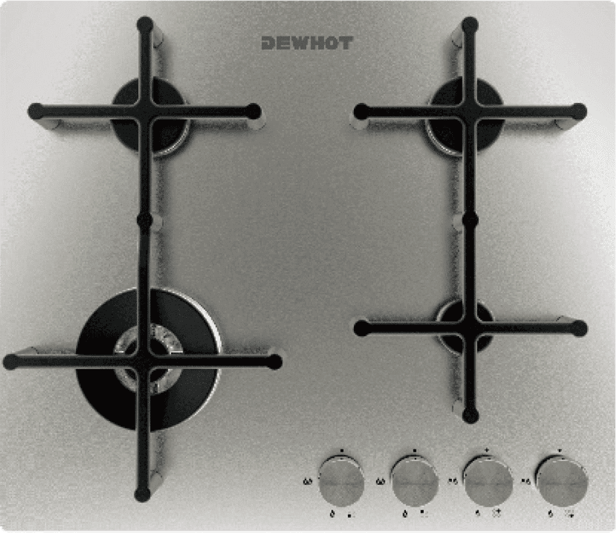 Dewhot 4 Plate Gas Stove Slimline Stainless Steel 60cm - Livestainable.co.za