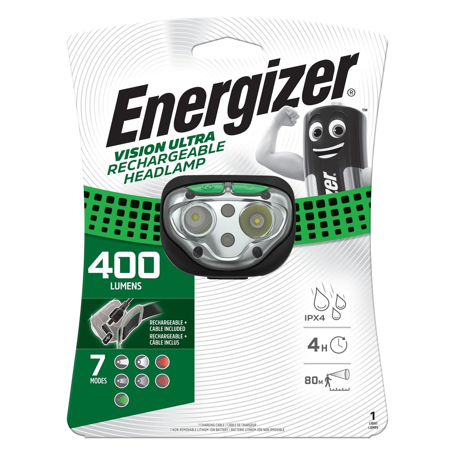 Energizer 400 Lum Vision Recharge Headlight Green - Livestainable.co.za