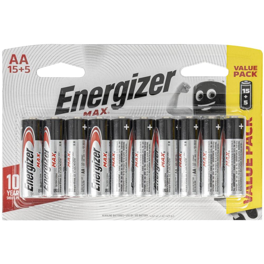 Energizer Max: Aa 15+5 Free Pack (Moq 10) - Livestainable.co.za