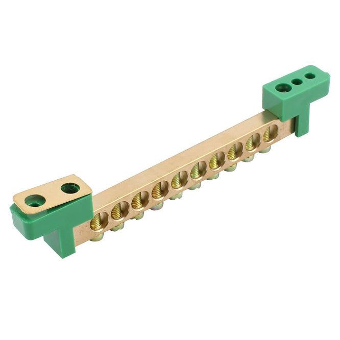 Earth Brass Bus Bar 8 Way 6x9 Mm Green Extended Earth Eb Bc 2 6 X9 8 W Gr Ext
