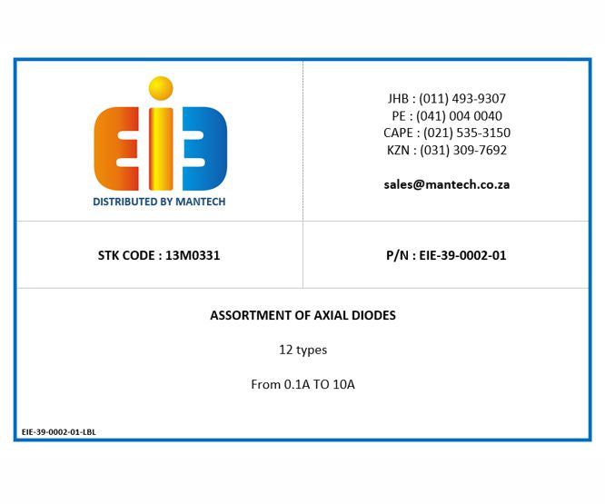 Label For Assortment Of Diodes Eie 39 0002 01 Lbl