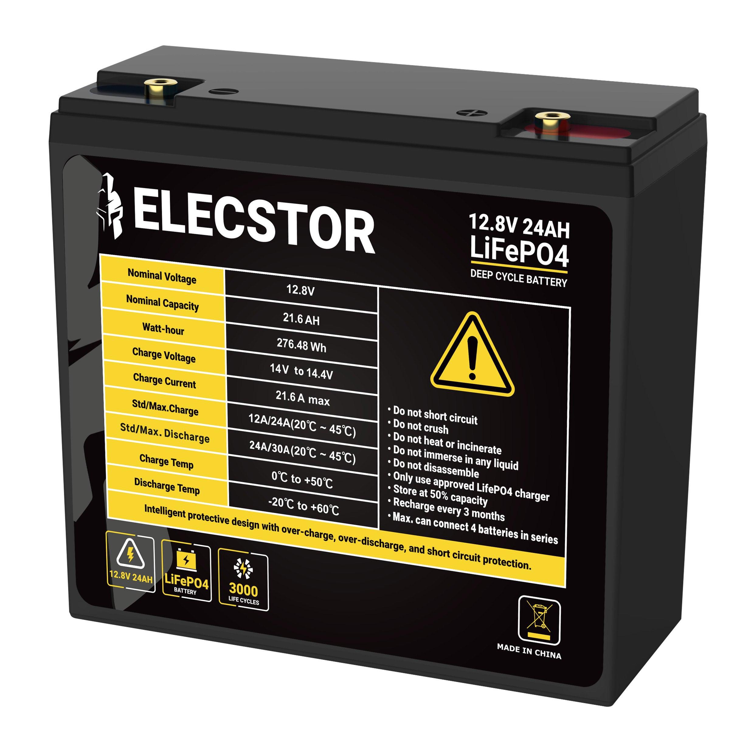 Elecstor 12 V 24 A Lifepo4 Battery 3000 Cycles - Livestainable.co.za