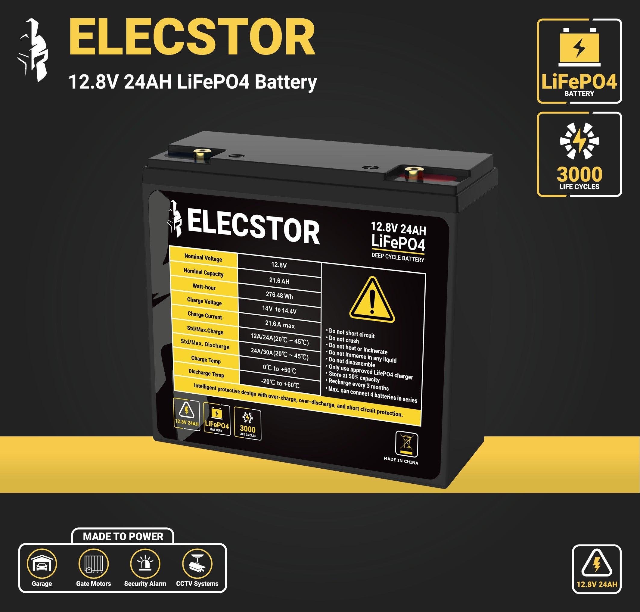 Elecstor 12 V 24 A Lifepo4 Battery 3000 Cycles - Livestainable.co.za