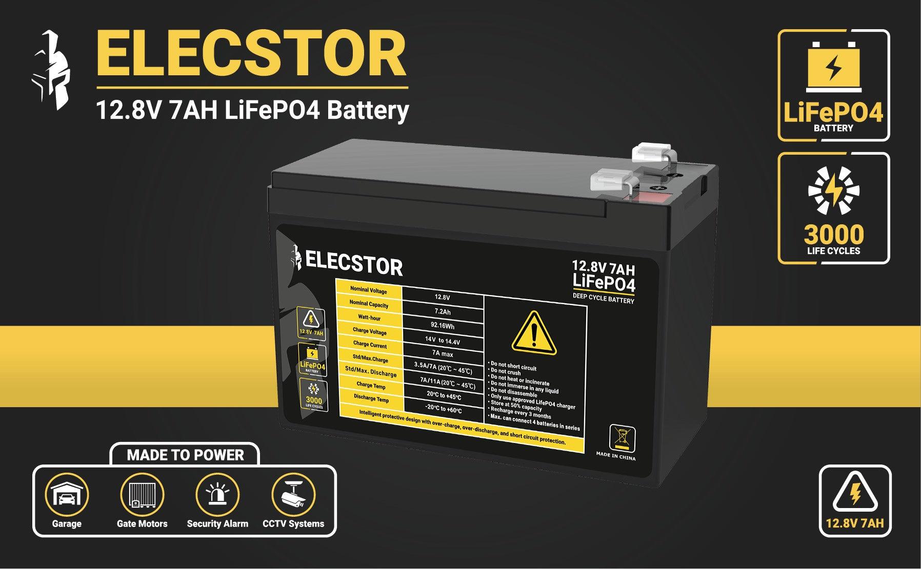 Elecstor 12 V 7 A Lifepo4 Battery 3000 Cycles - Livestainable.co.za