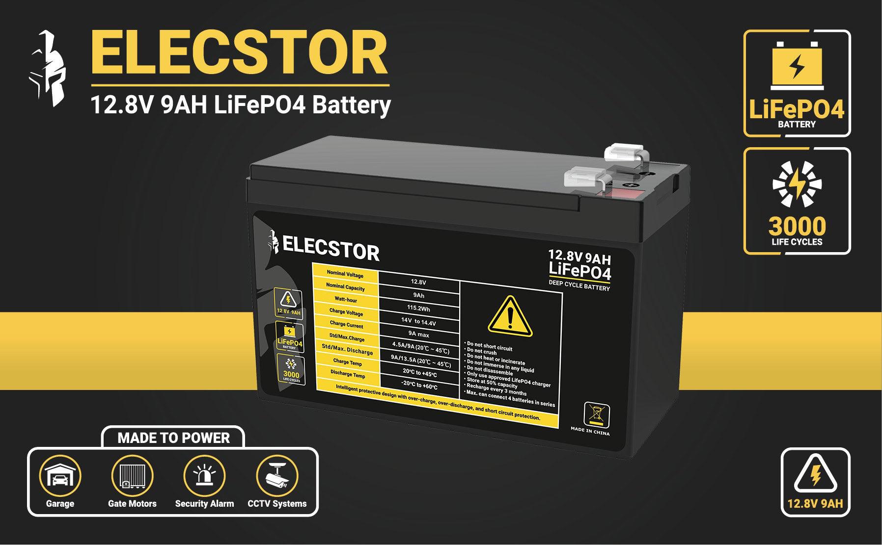 Elecstor 12 V 9 A Lifepo4 Battery 3000 Cycles - Livestainable.co.za