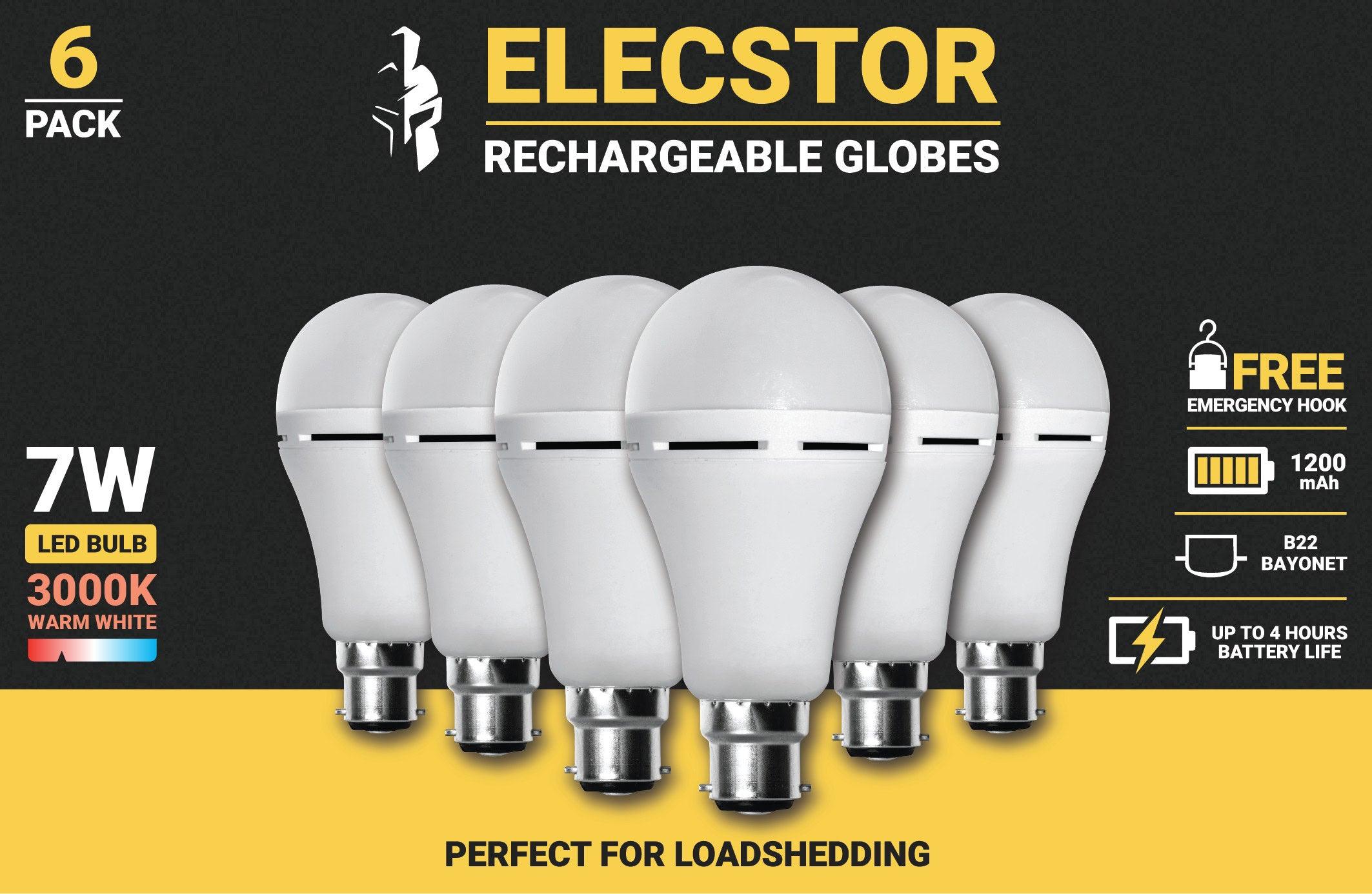 Elecstor B22 7 W Rechargeable Warm White 6 Pack - Livestainable.co.za