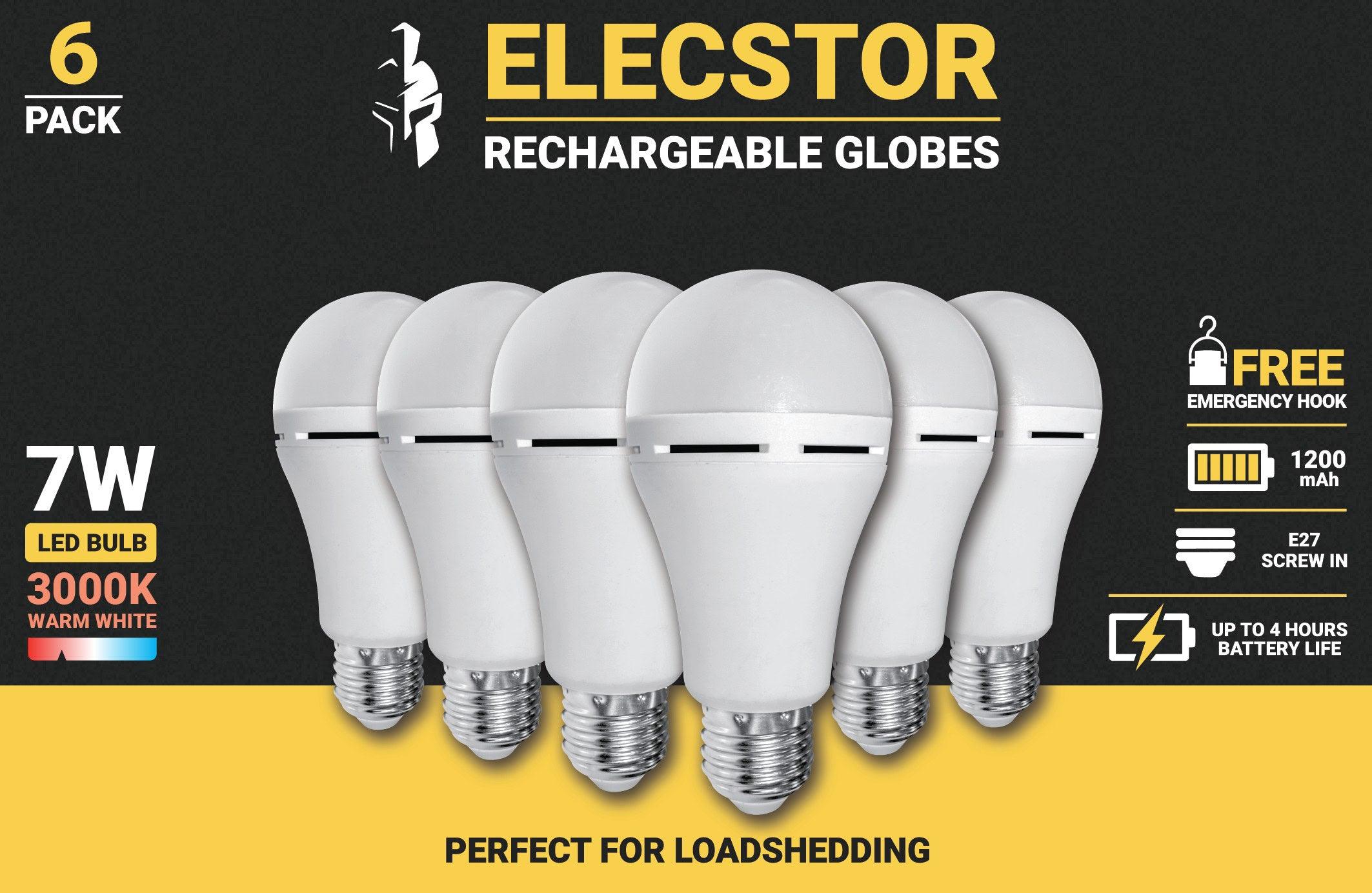 Elecstor E27 7 W Rechargeable Warm White 6 Pack - Livestainable.co.za