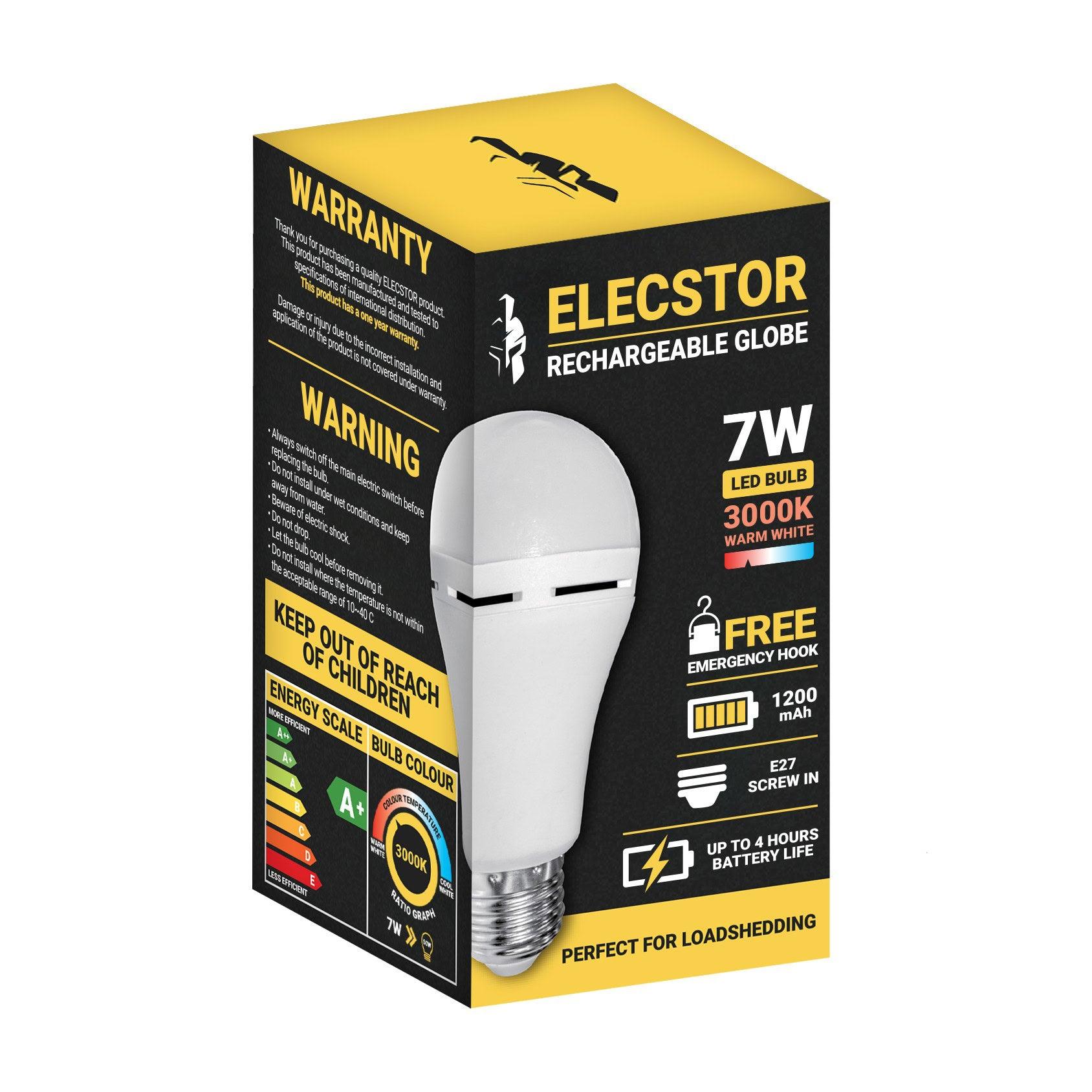 Elecstor E27 7 W Rechargeable Warm White - Livestainable.co.za