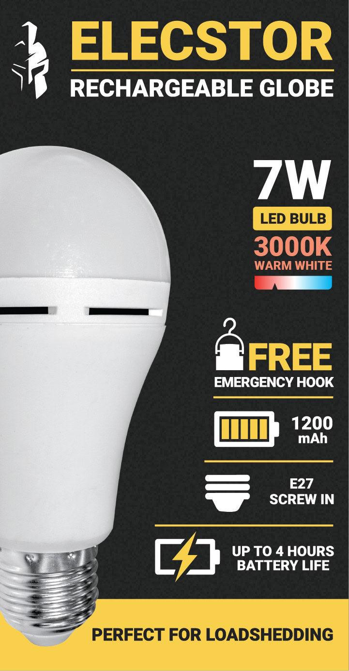 Elecstor E27 7 W Rechargeable Warm White - Livestainable.co.za