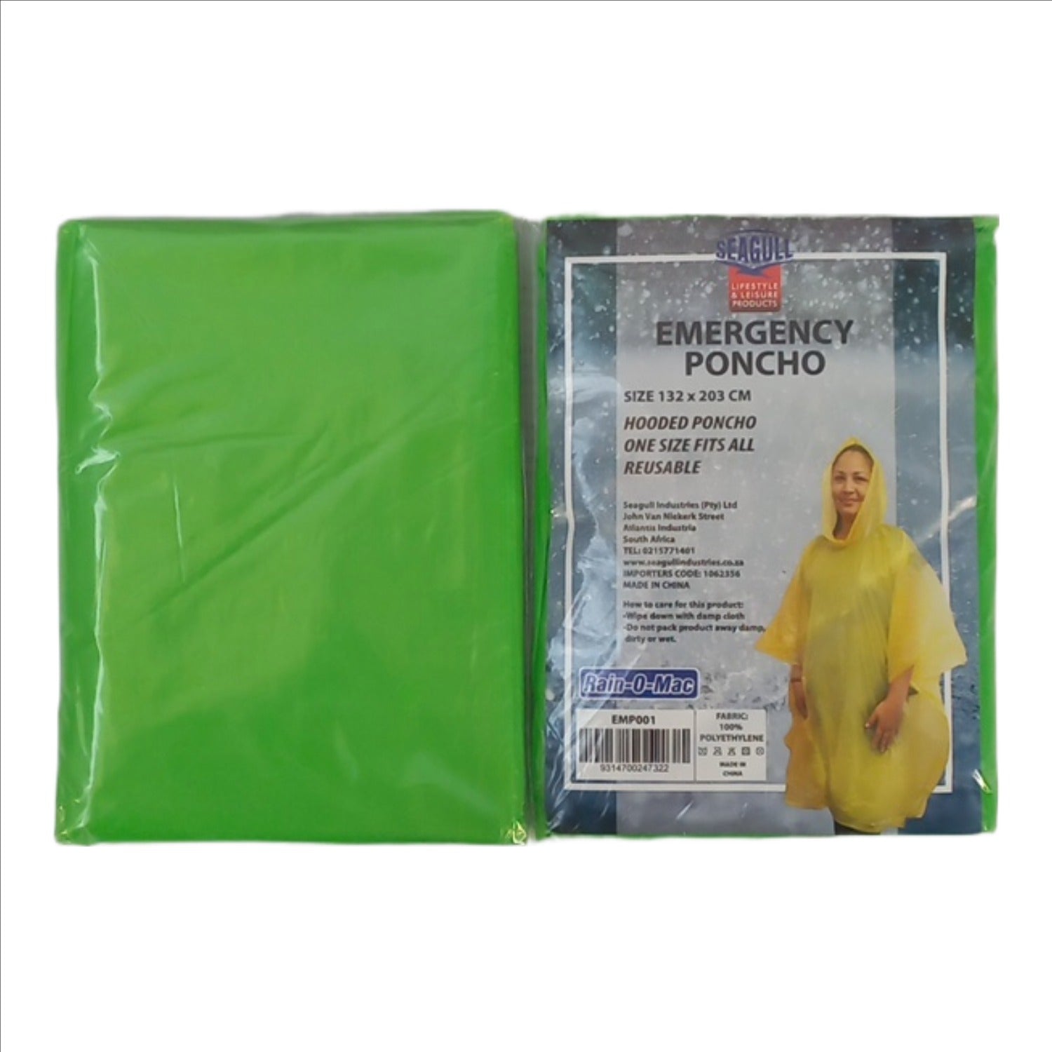 Seagull Disposable Ponchos Singles (240) Green
