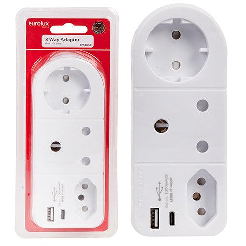 3 Way Adaptor With 2 Usb C & Old Usb - Livestainable.co.za