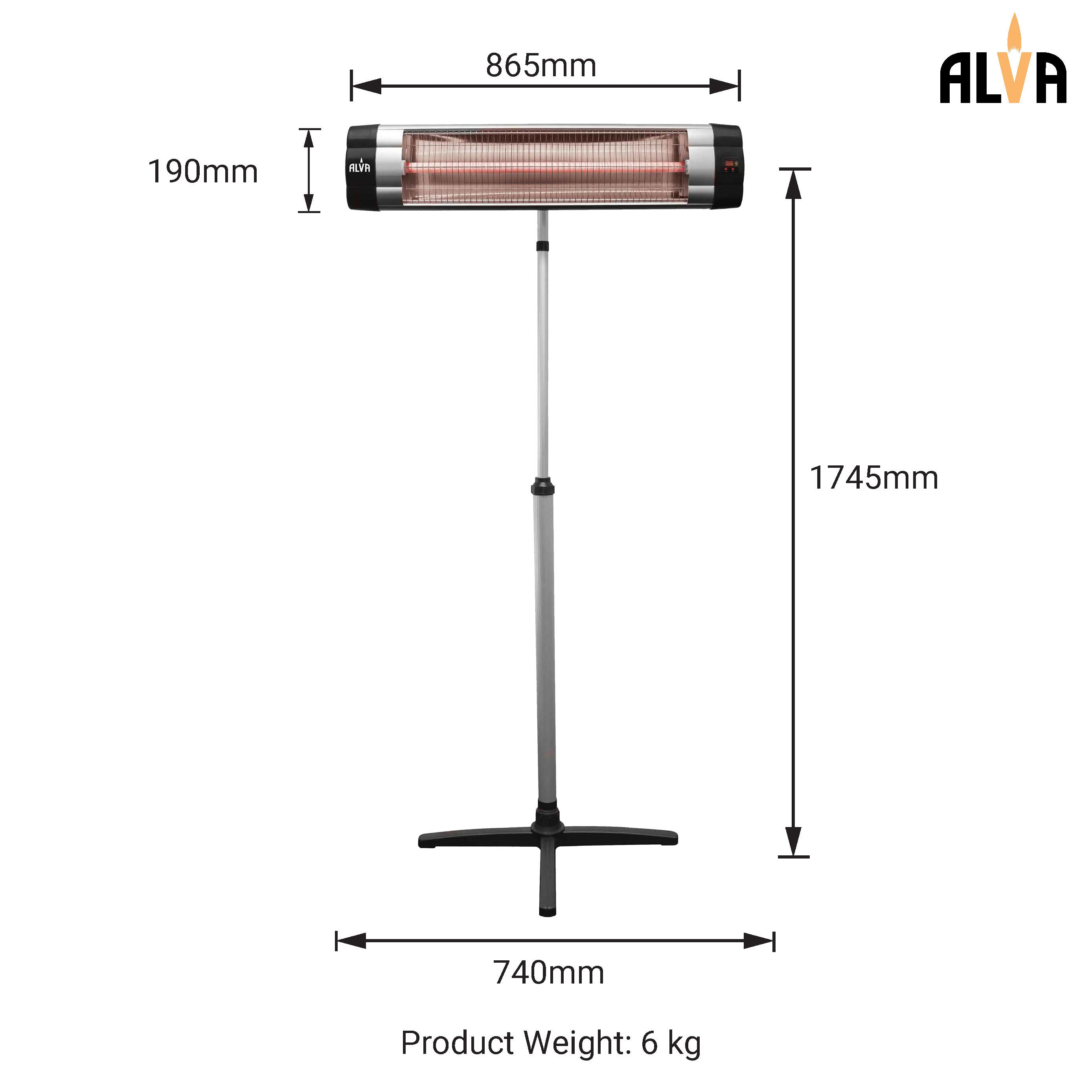 Electric Infrared Heater Telescopic Stand & Remote