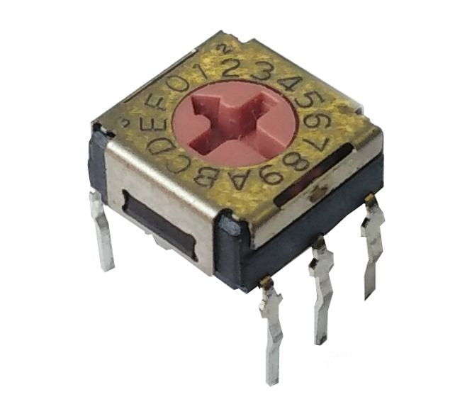 Rotary Dip Switch 16 W R/Code Flat Erd616 Rs,Hex Real Red