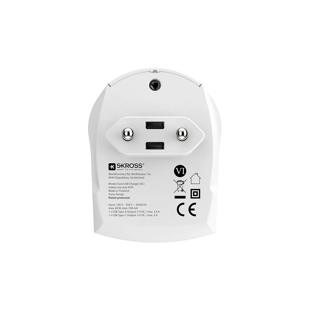 SKROSS - Euro USB Charger 1x Type C / 1x Type A - Livestainable.co.za