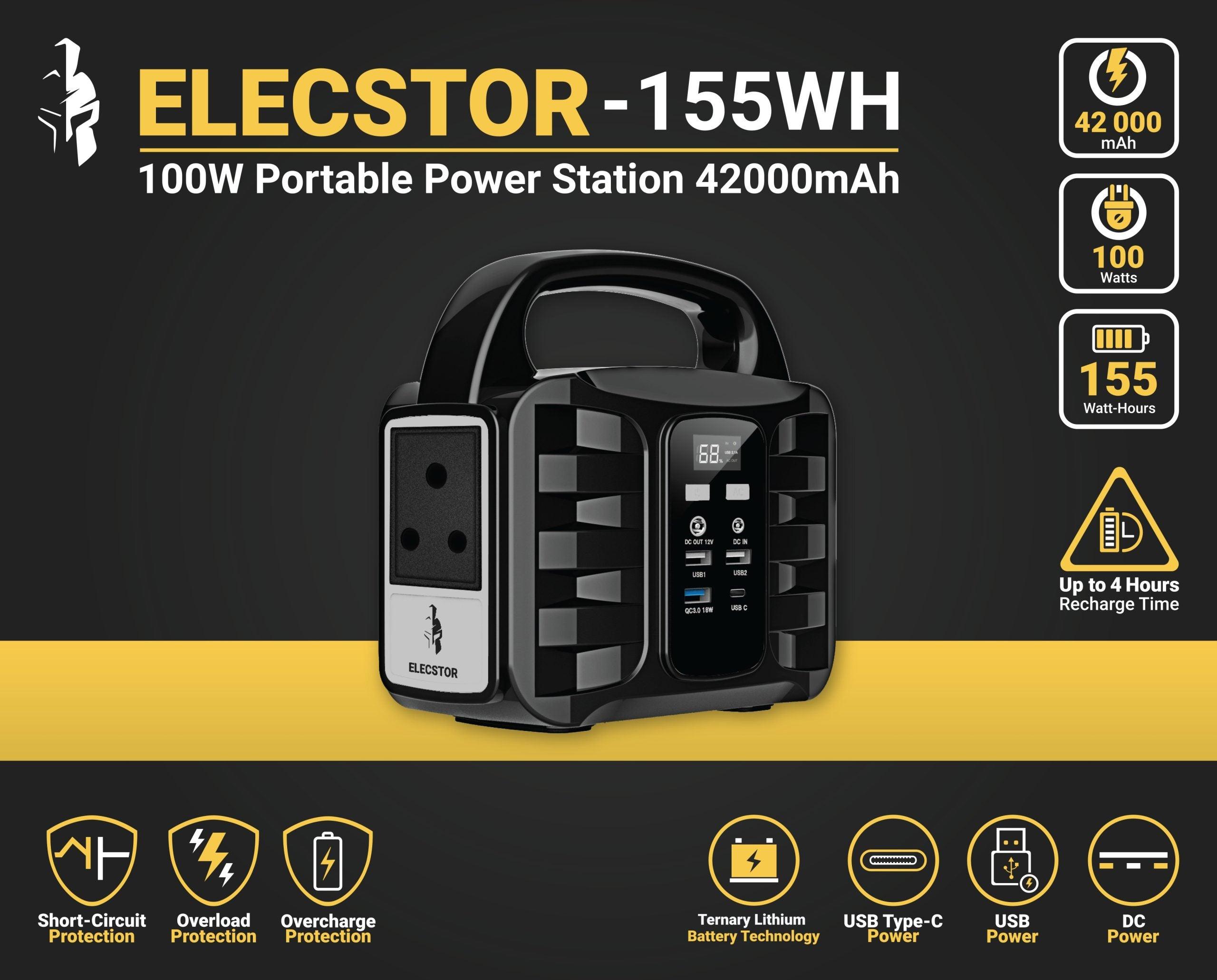 Elecstor 100 W Portable Power Station 42000m Ah 155 Wh - Livestainable.co.za