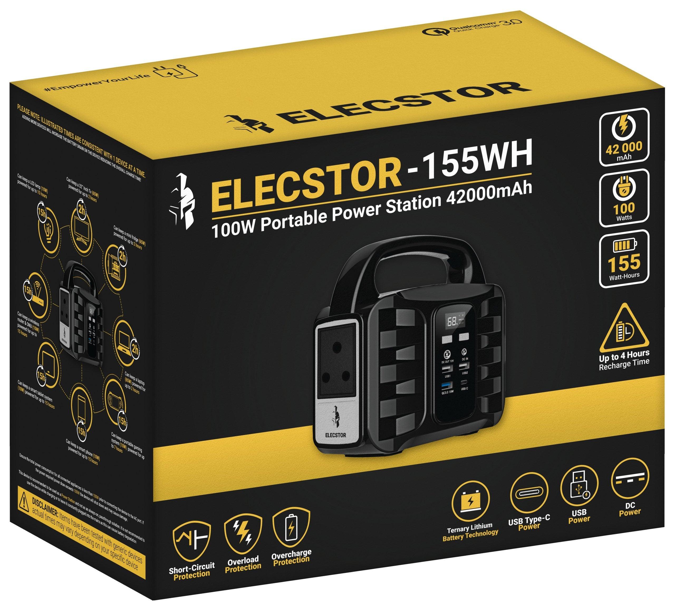 Elecstor 100 W Portable Power Station 42000m Ah 155 Wh - Livestainable.co.za