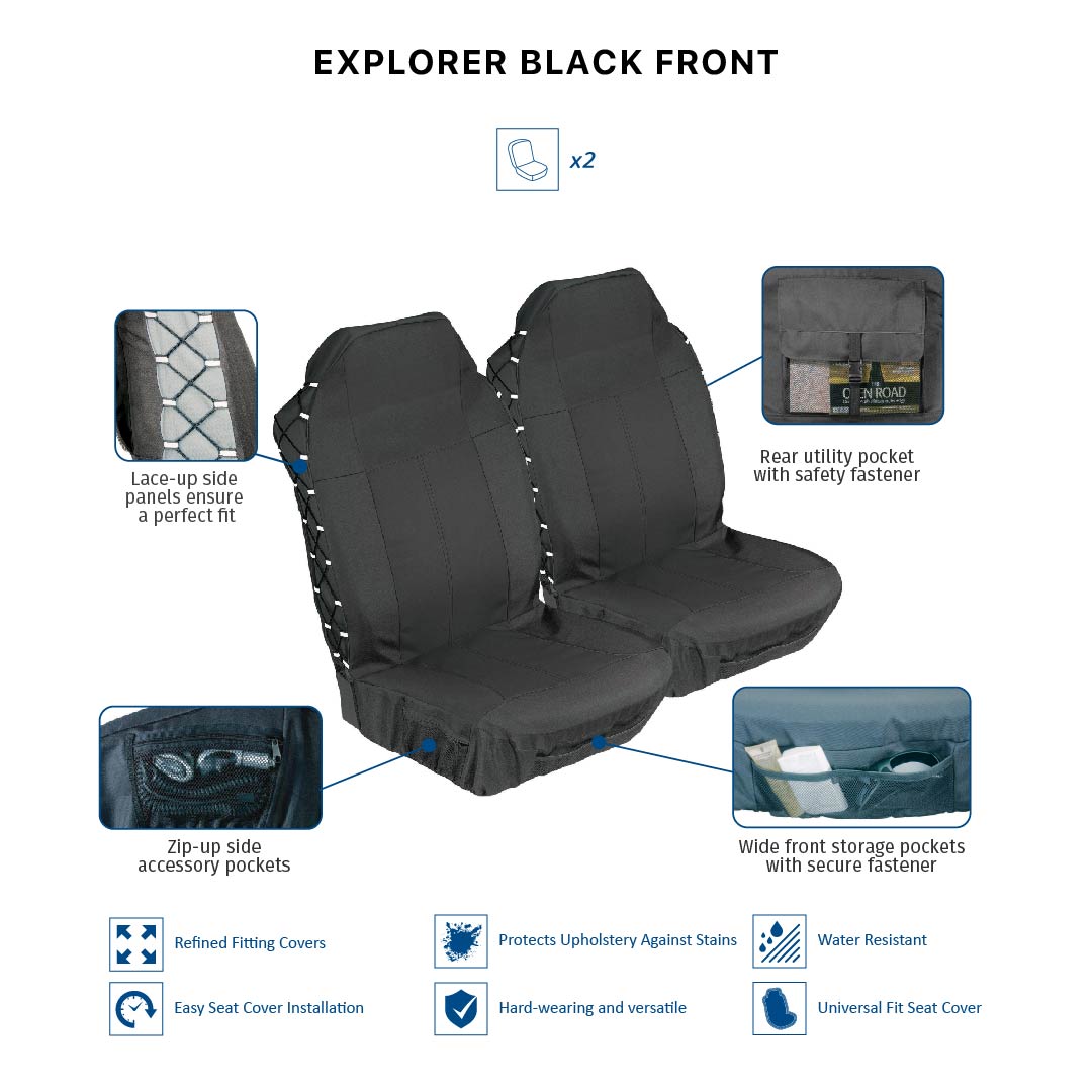 Explorer 2 Pc Front 2 Pc Car Seat Cover Set
