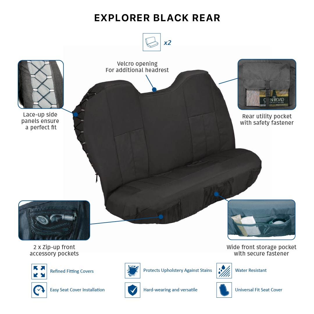 Explorer 2 Pc Rear Car Seat Cover Set