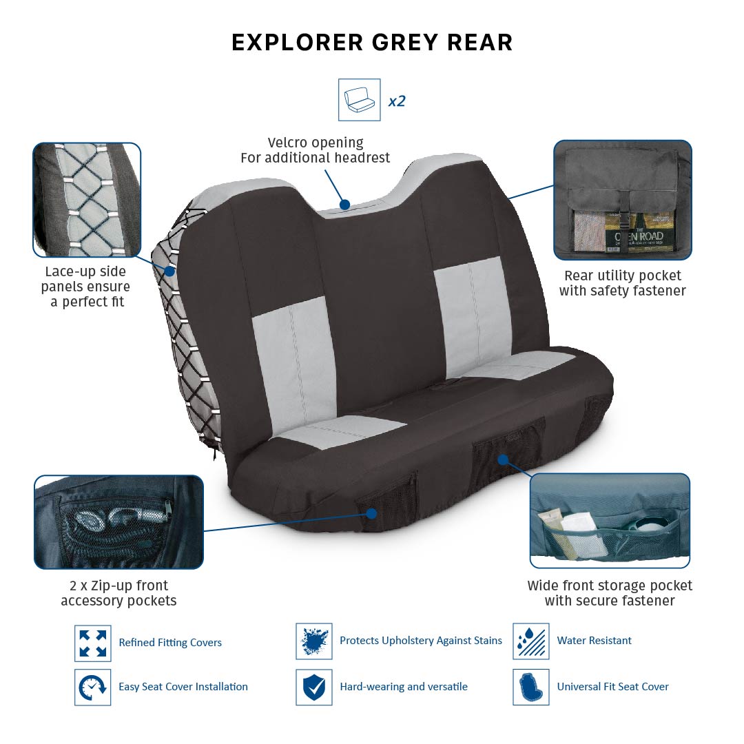 Explorer 2 Pc Rear Car Seat Cover Set