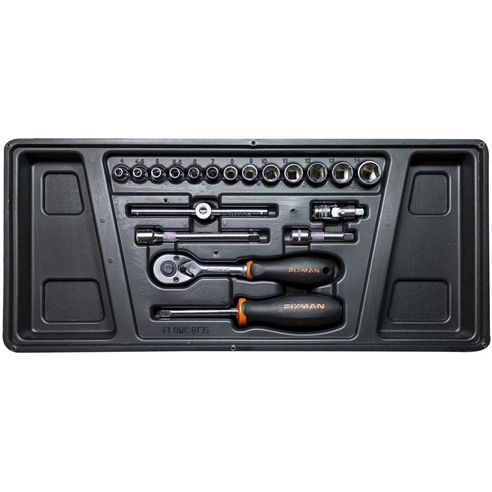 Fixman Tray 19 Piece 1/4' Drive Sockets And Accessories - Livestainable.co.za