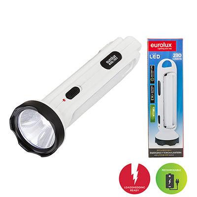 Rechargeable Emergency Torch White Led 3w & 9w - Livestainable.co.za