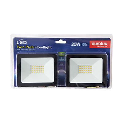 Led 20w Floodlight 4000 K Black Twin Blister - Livestainable.co.za