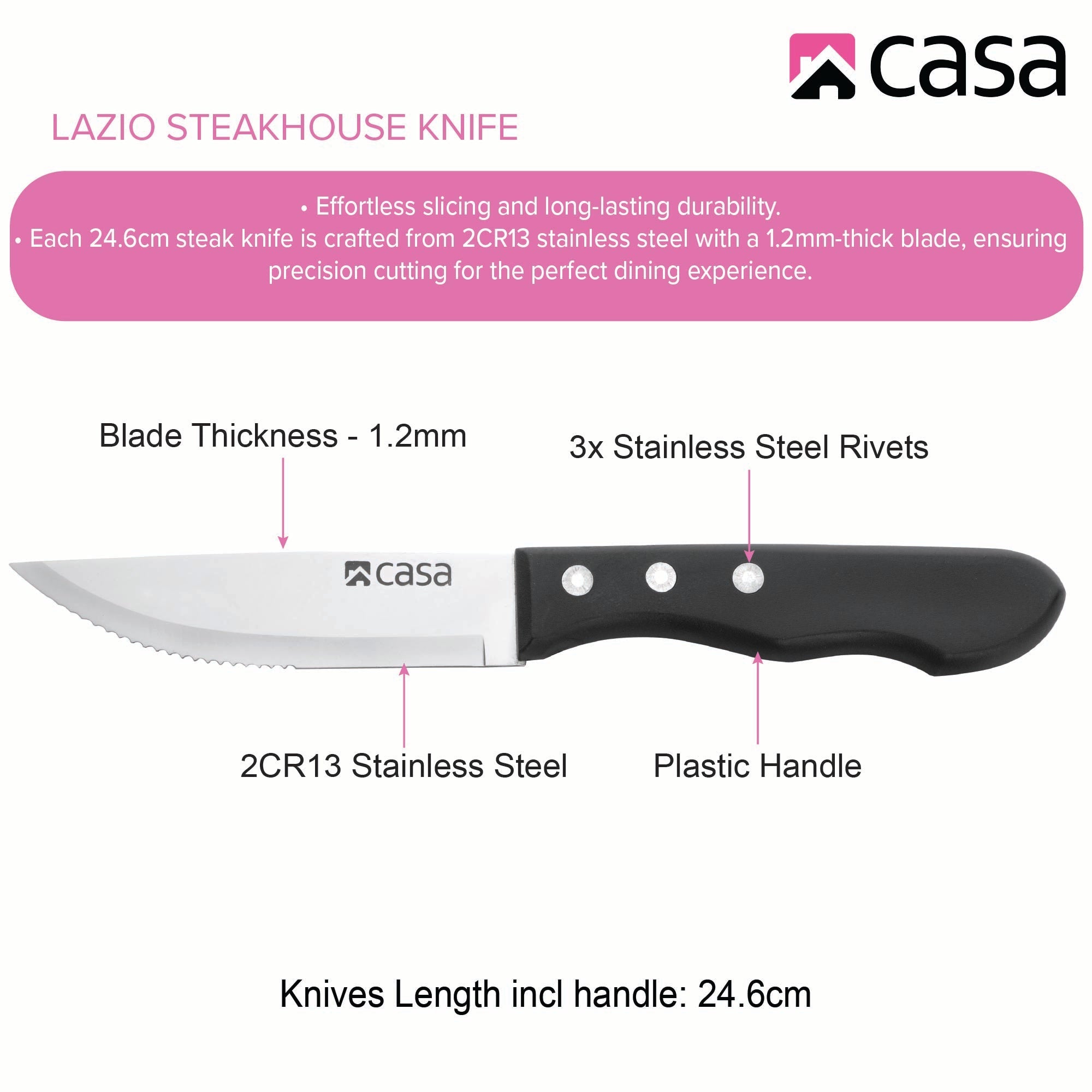 4 Pc Steakhouse Knife Set Lazio