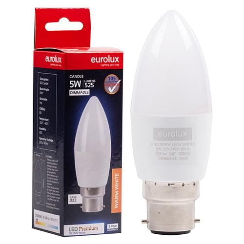 Candle Premium 5w Led B22 3000 K Dimmable N - Livestainable.co.za