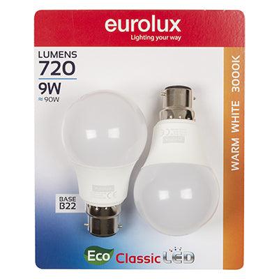 A60 Classic 9w Led B22 3000 K Twin Pack Blister - Livestainable.co.za