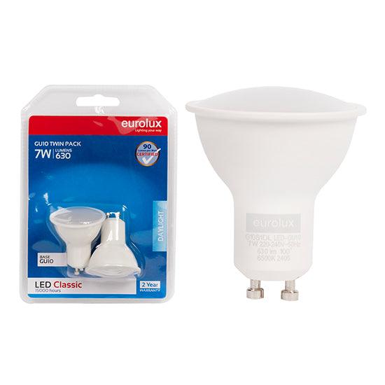 Gu10 Classic Frosted Lens 7w Led 6500 K Twin Pack Blister N - Livestainable.co.za