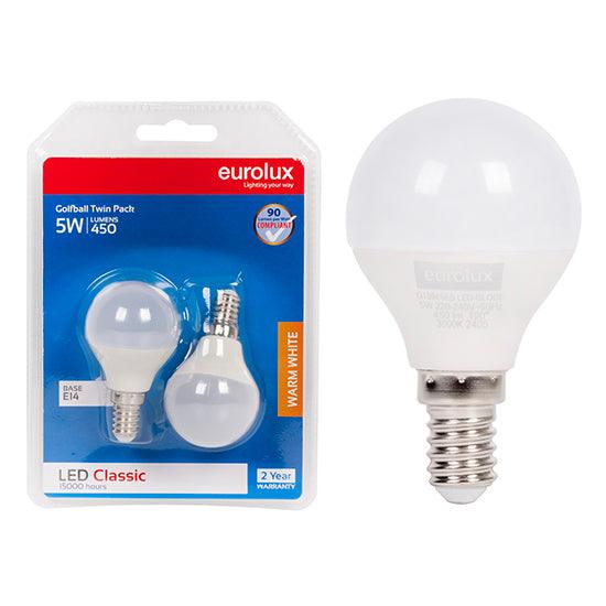 Golfball Classic 5w Led E14 3000 K Twin Pack Blister N - Livestainable.co.za