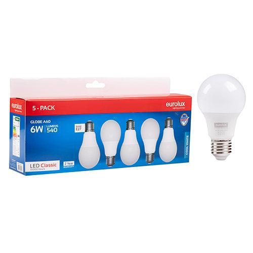 A60 Classic 6w Led E27 4000 K 5 Pack N - Livestainable.co.za