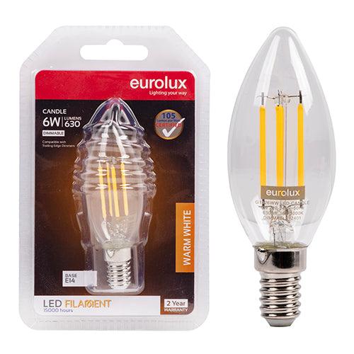 Candle Filament Clear 6w Led E14 3000 K Dimmable Blister N - Livestainable.co.za