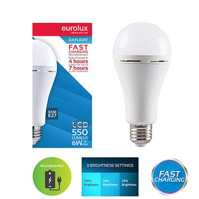 Rechargeable Fast Charging Lamp 6w Led E27 6500 K - Livestainable.co.za