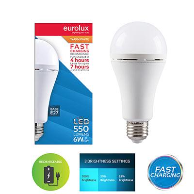 Rechargeable Fast Charging Lamp 6w Led E27 3000 K - Livestainable.co.za