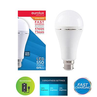 Rechargeable Fast Charging Lamp 6w Led B22 3000 K - Livestainable.co.za