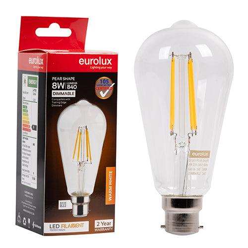 Pear Filament St64 8w Led B22 3000 K Dimmable - Livestainable.co.za